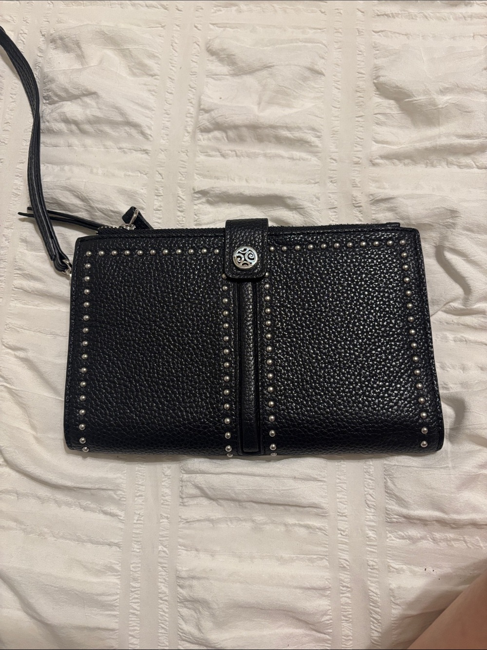 Brighton Pretty Tough Black Pebbled Leather Wristlet